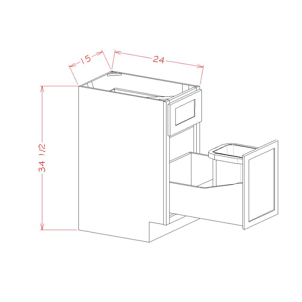 Single Door Single Drawer Base Kit with Single Trash Can Pullout