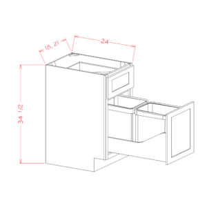 Single Door Single Drawer Base Kit with Double Trash Can Pullout