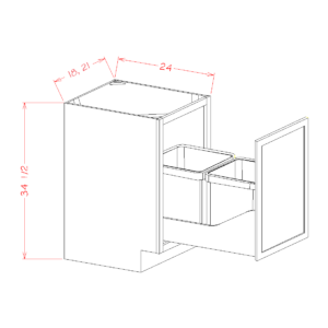 Single Full Height Door Base Kit with Double Trash Can Pullout