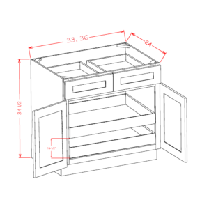 Double Door Double Drawer Two Rollout Shelf Base Kits