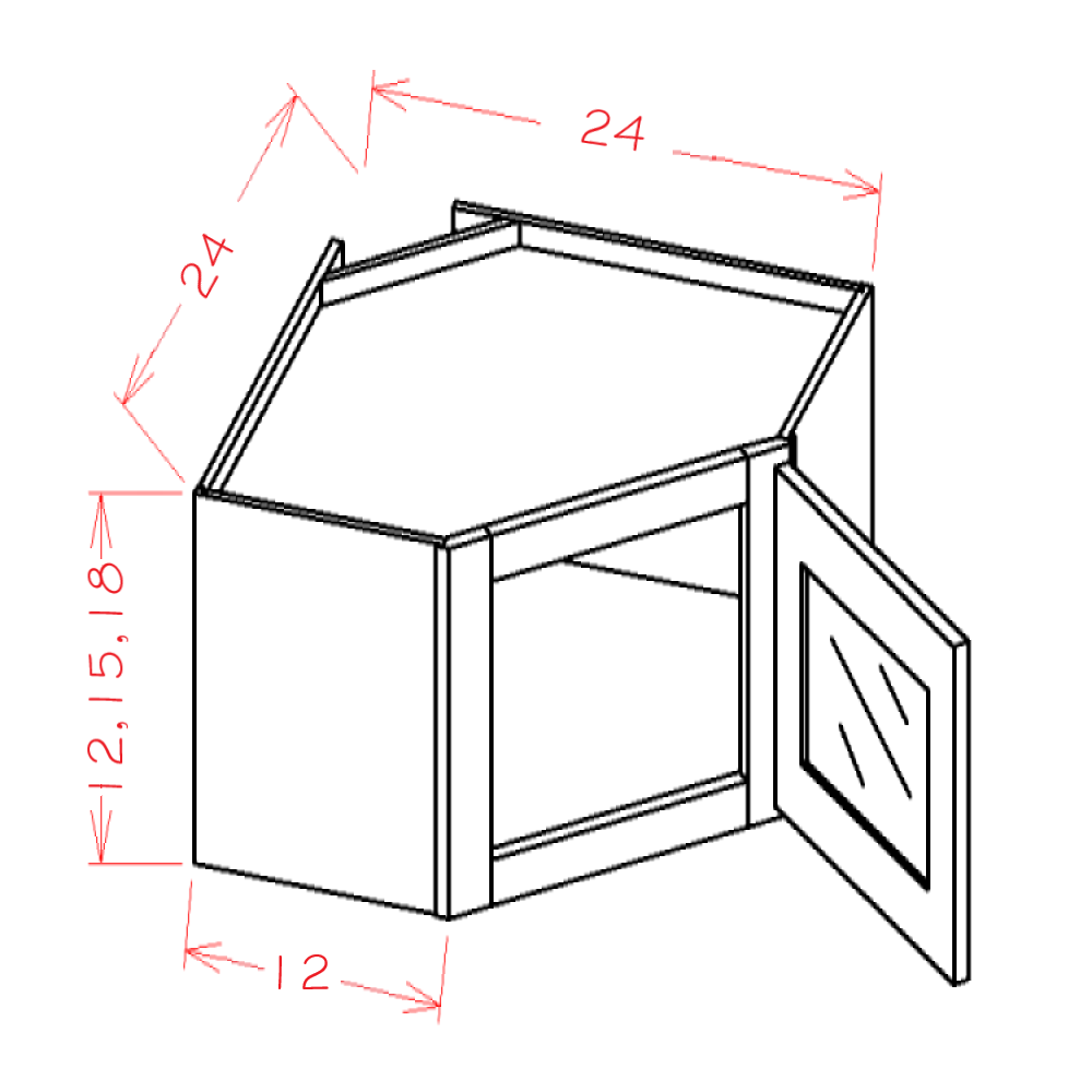 Glass Door Diagonal Corner Stacker Cabinets