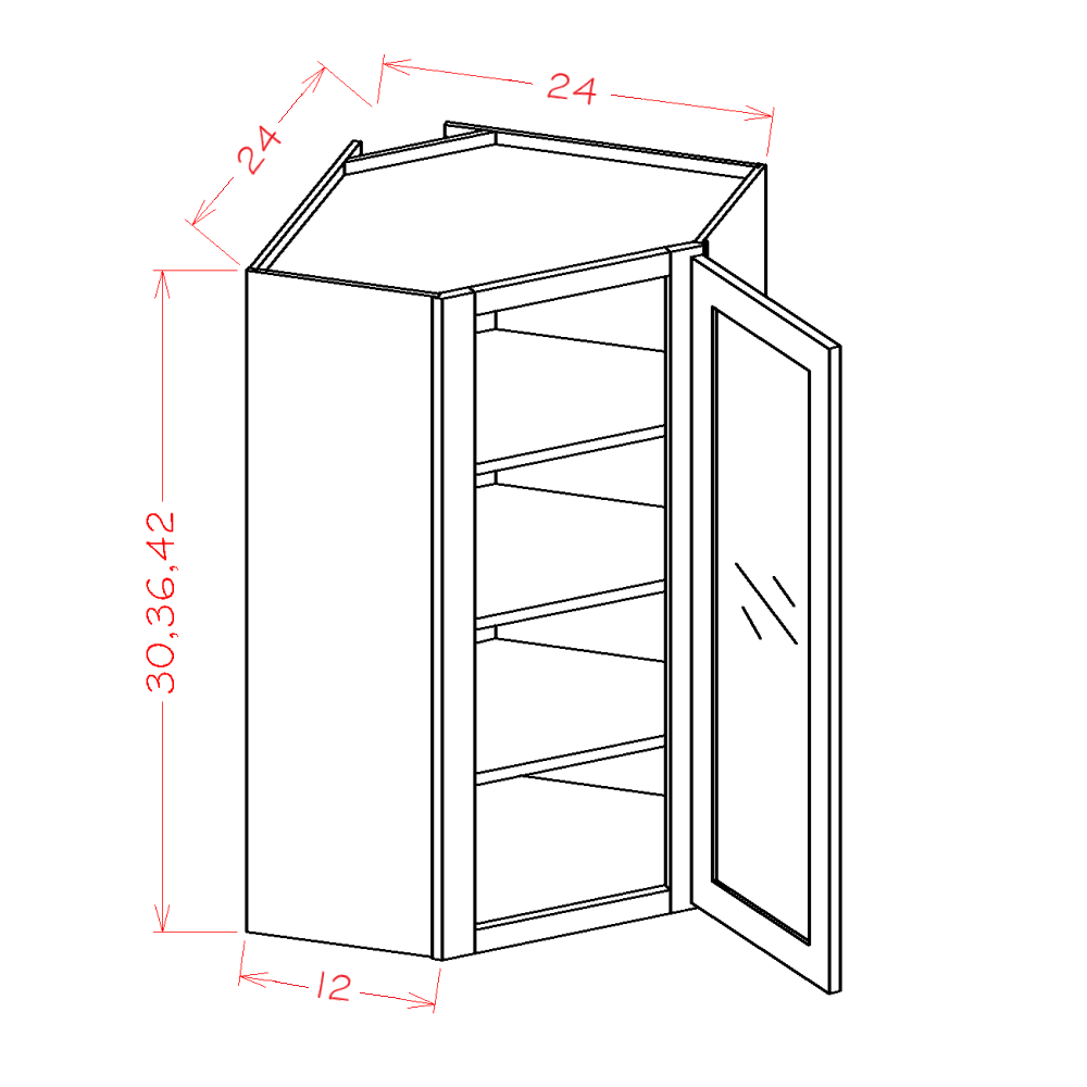 Glass Door Diagonal Corner Wall Cabinets